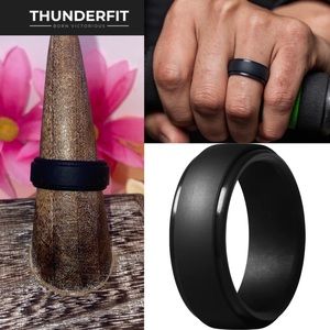 ThunderFit Men's Silicone Wedding Band Ring Set